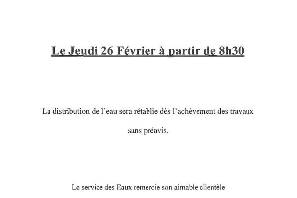 Avis de coupure d&rsquo;eau