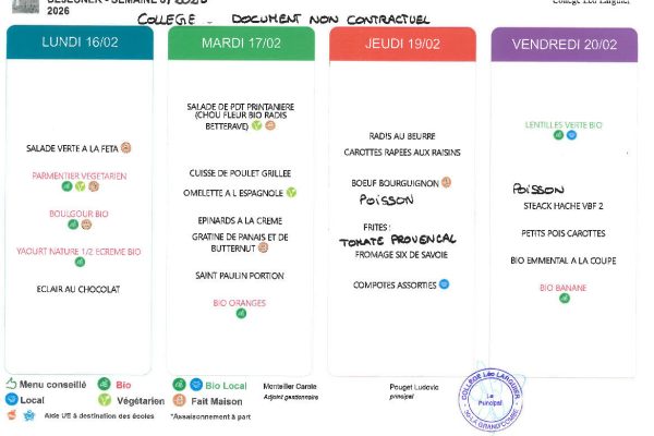 Dernier menu avant les vacances !