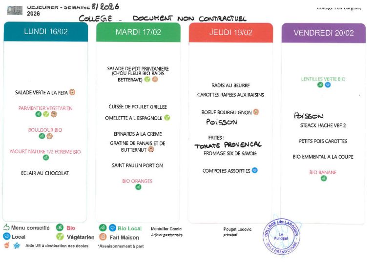 Dernier menu avant les vacances !