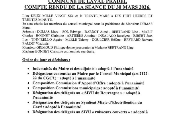 Relevé de décisions du conseil municipal