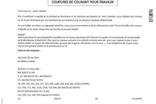 Coupures de courant en prévision
