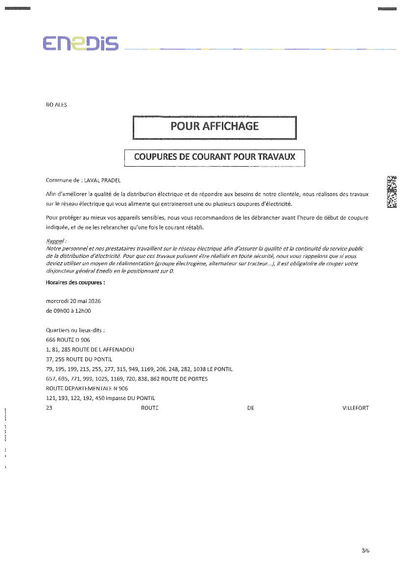 Coupures de courant en prévision