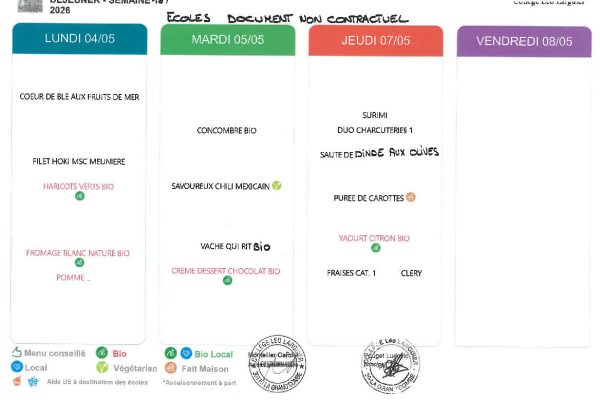 Rendez-vous le 4 mai pour la cantine