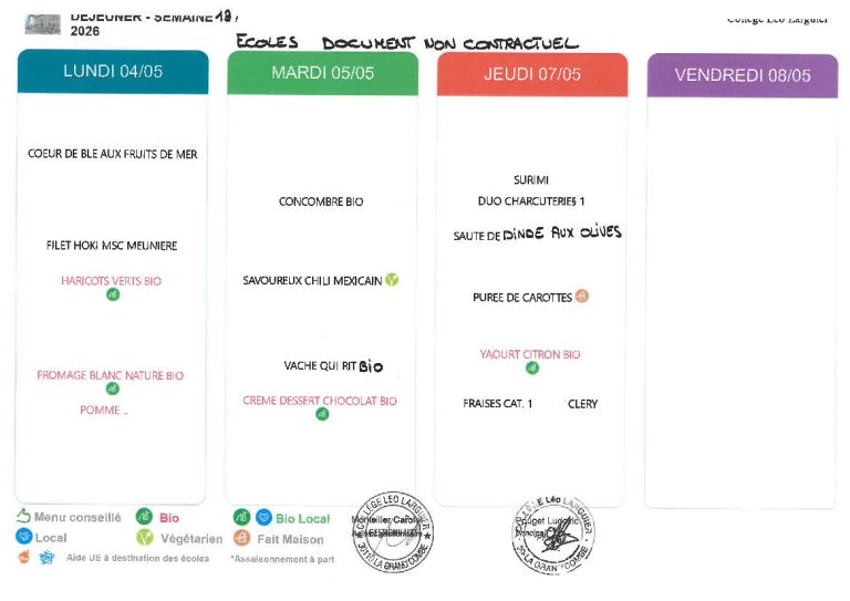 Rendez-vous le 4 mai pour la cantine