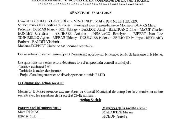 PV du conseil municipal du 27 mai