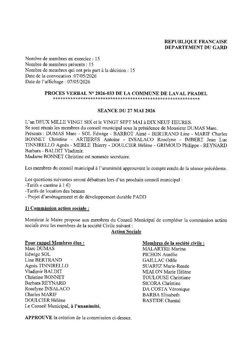 PV du conseil municipal du 27 mai