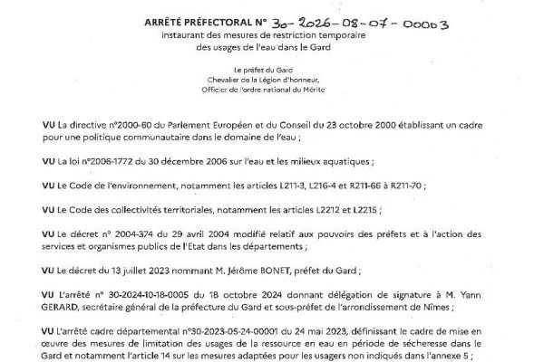 Arrêté sécheresse