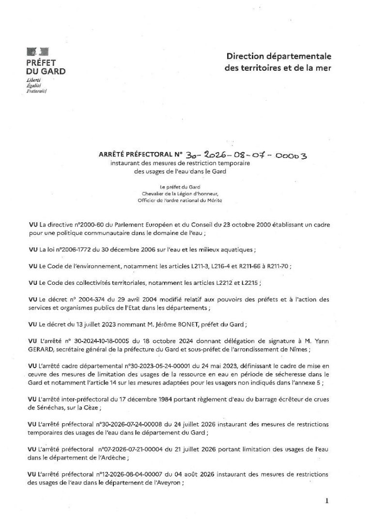 Arrêté sécheresse