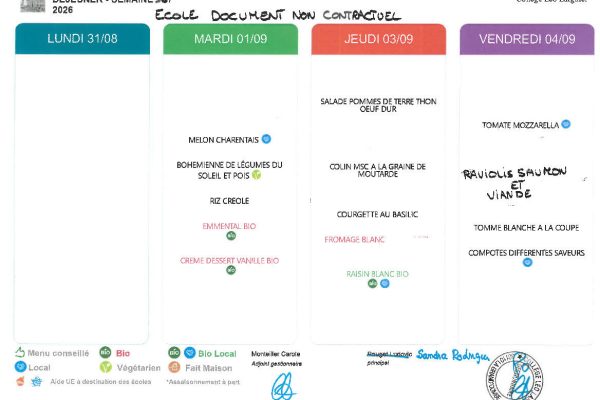 La rentrée c&rsquo;est aussi à la cantine