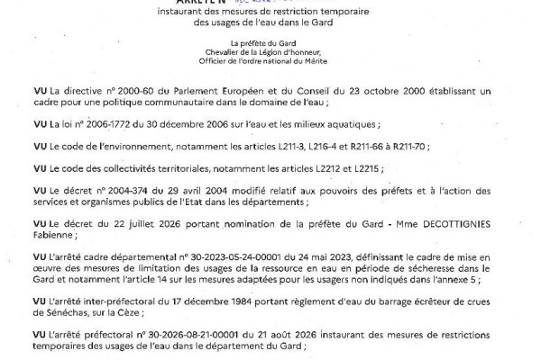 Arrêté sécheresse