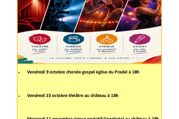 Programme culturel du prochain trimestre