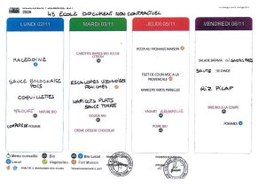 Le menu de la rentrée